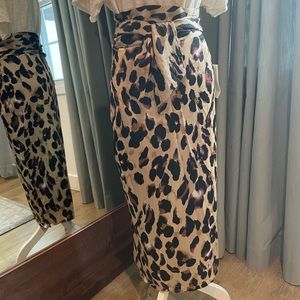 NWT Never Fully Dressed Leopard print satin wrap skirt
